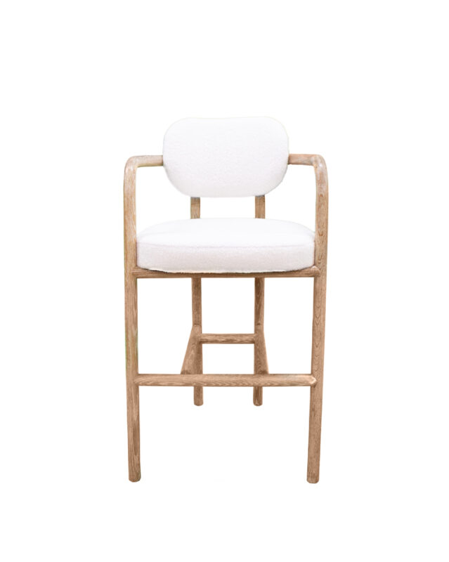 High Back Rounded Frame Fabric Hardwood Chair