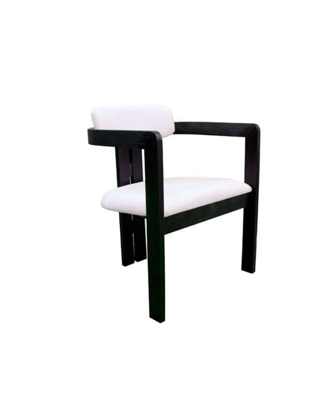 Rectilinear Armrest Fabric Hardwood Chair | CH043