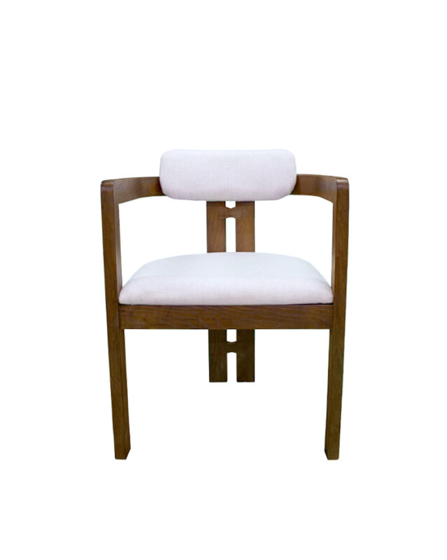 Rectilinear Armrest Fabric Hardwood Chair | CH043