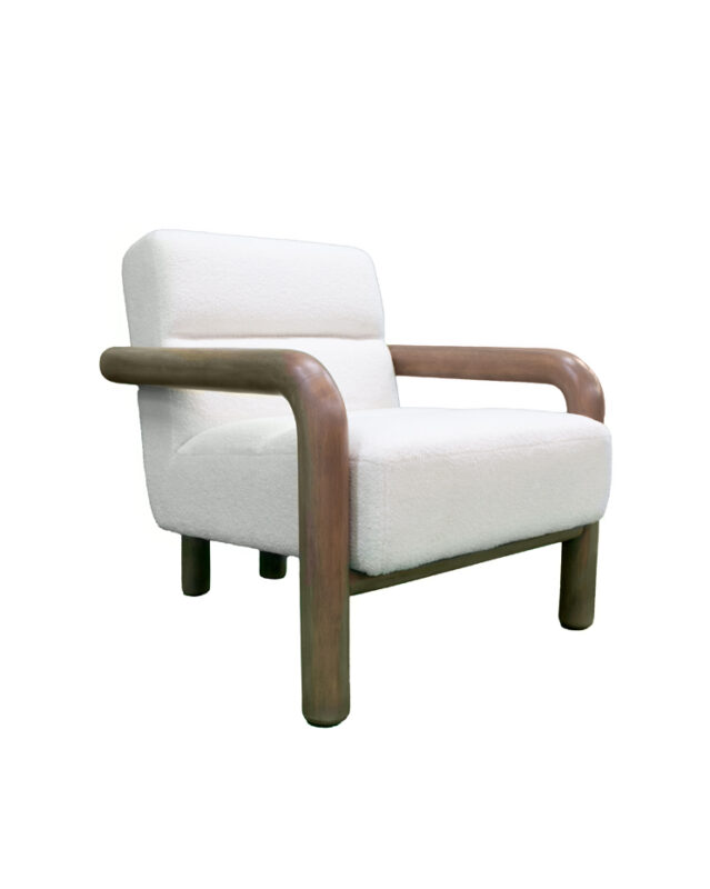 Rounded Arm Fabric Hardwood Lounge Chair | TC048