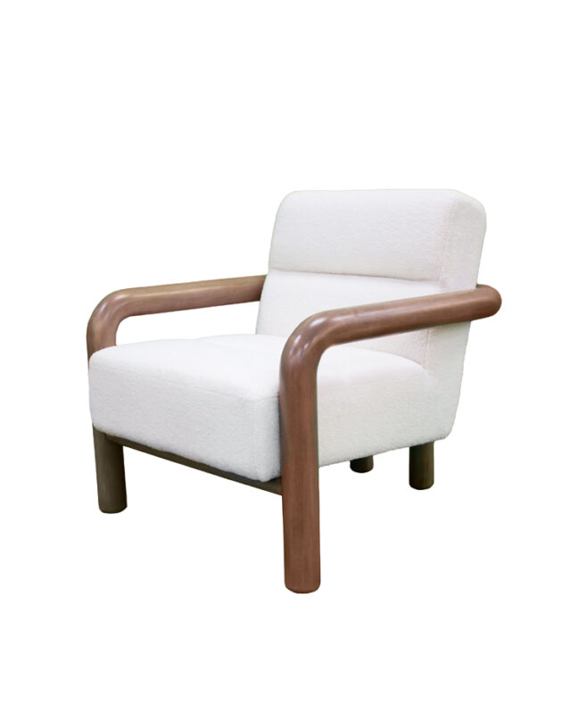 Rounded Arm Fabric Hardwood Lounge Chair | TC048