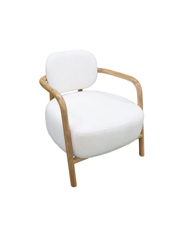 Rounded Frame Fabric Hardwood Lounge Chair | TC049