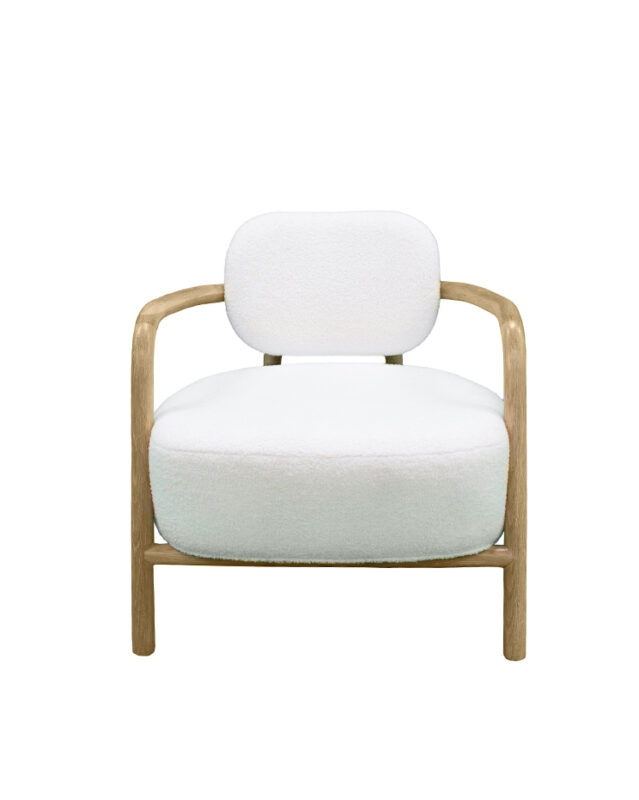 Rounded Frame Fabric Hardwood Lounge Chair