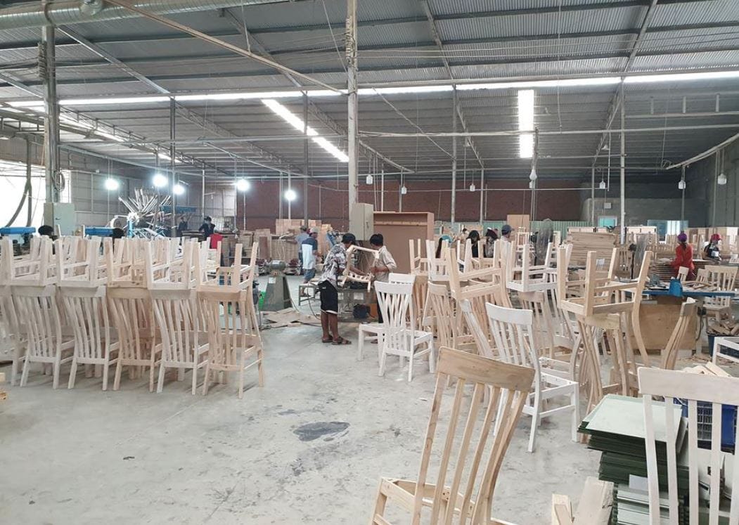 Cutting and Assembling the Wooden Frame in Sofa Factory Production