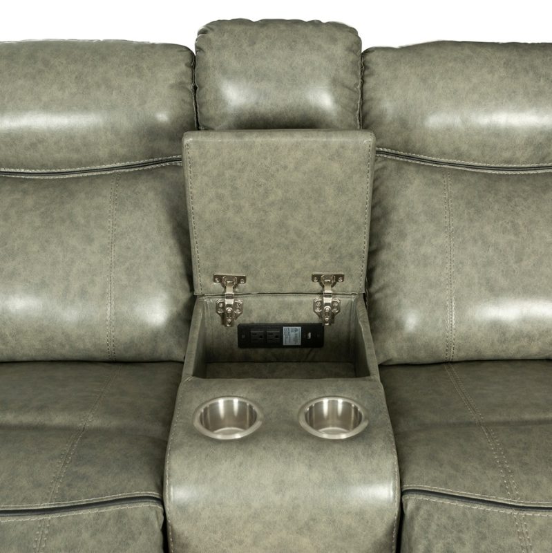 PU Leather Reclining 2-Seater Sofa with Power Console and Cup Holders | MS002A