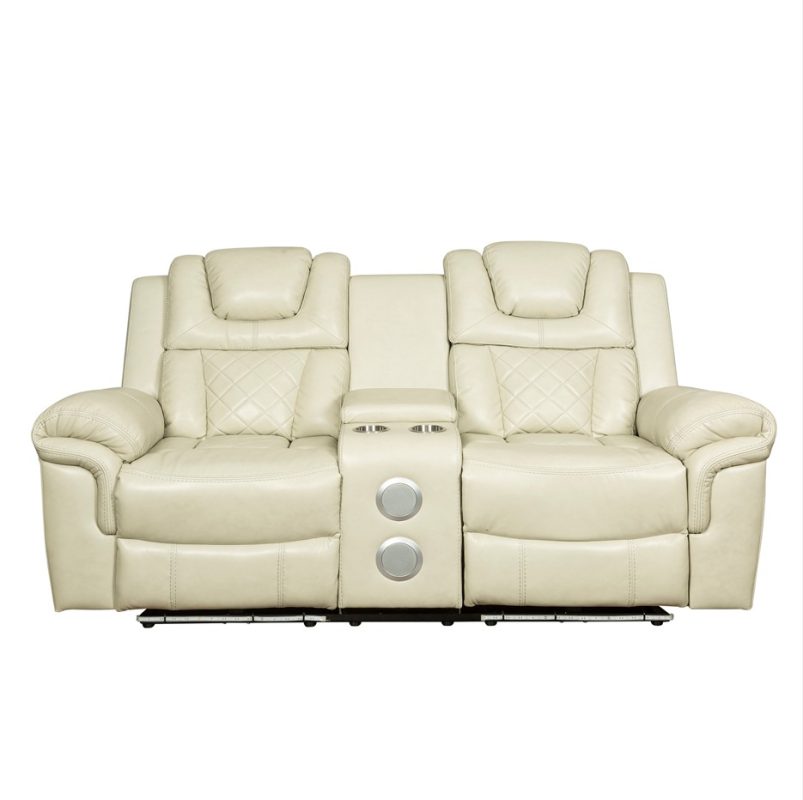 PU Leather Power Reclining 2-Seater Sofa with Speaker Console and Cup Holders | MS004A