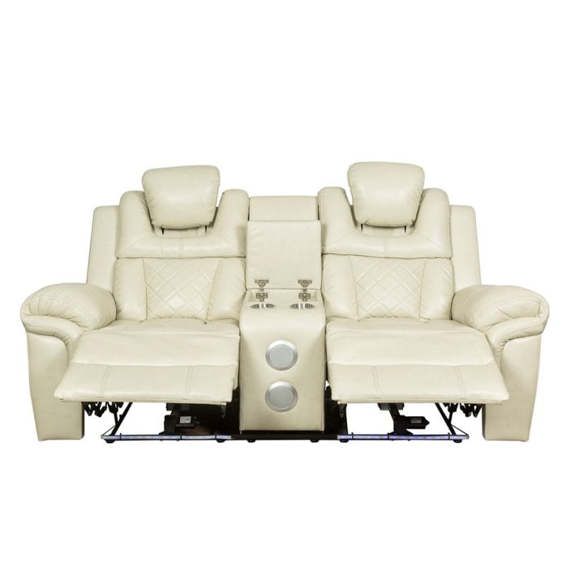 PU Leather Power Reclining 2-Seater Sofa with Speaker Console and Cup Holders | MS004A