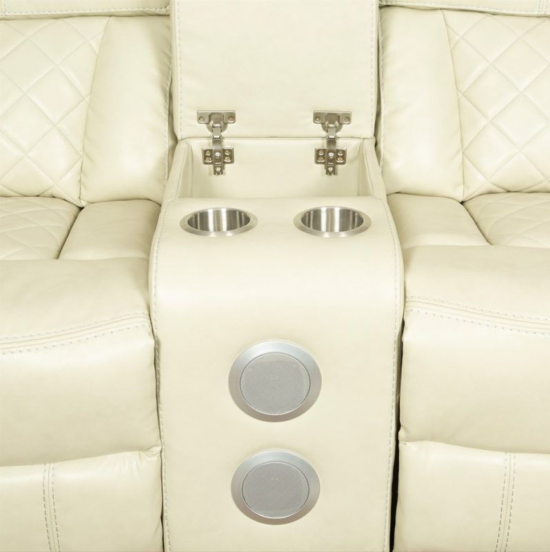 PU Leather Power Reclining 2-Seater Sofa with Speaker Console and Cup Holders | MS004A