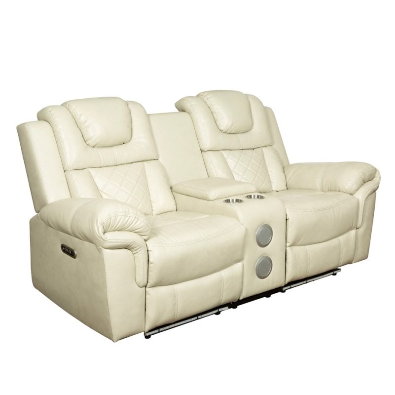 PU Leather Power Reclining 2-Seater Sofa with Speaker Console and Cup Holders | MS004A