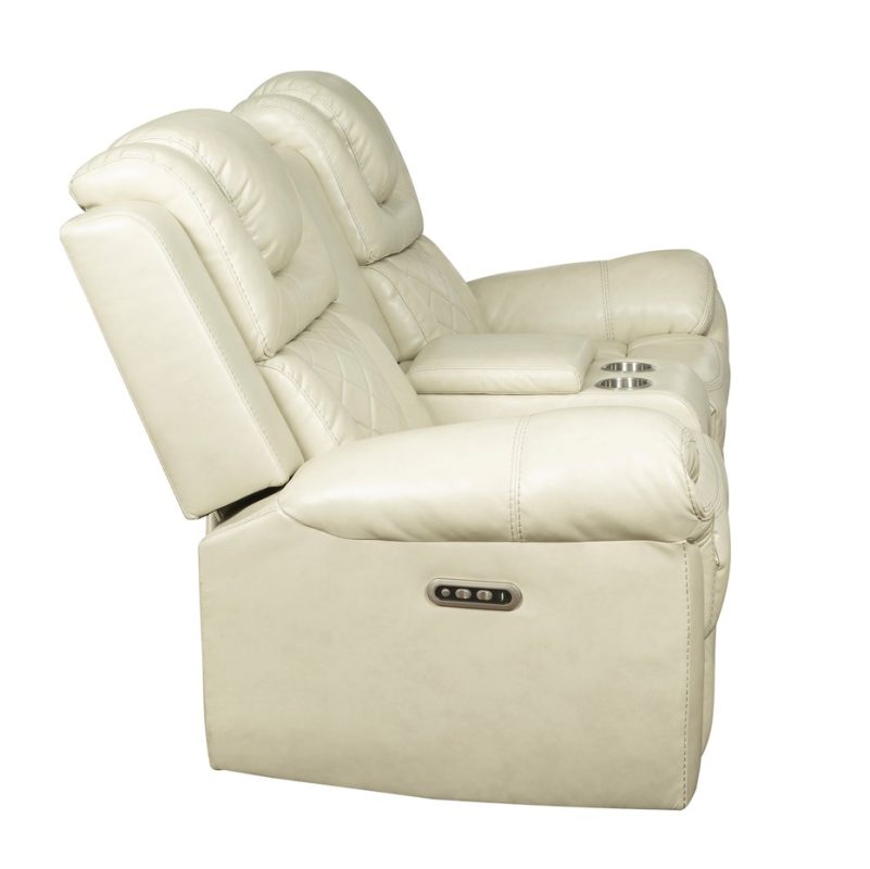 PU Leather Power Reclining 2-Seater Sofa with Speaker Console and Cup Holders | MS004A