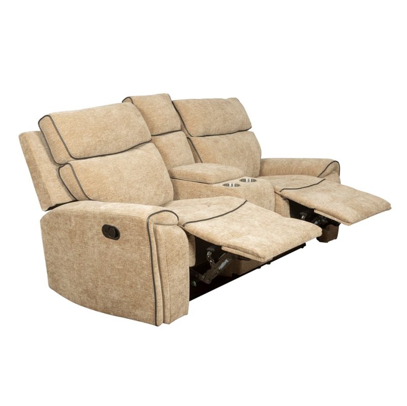 Fabric Reclining 2-Seater Sofa with Contrast Piping and Center Console | MS005A