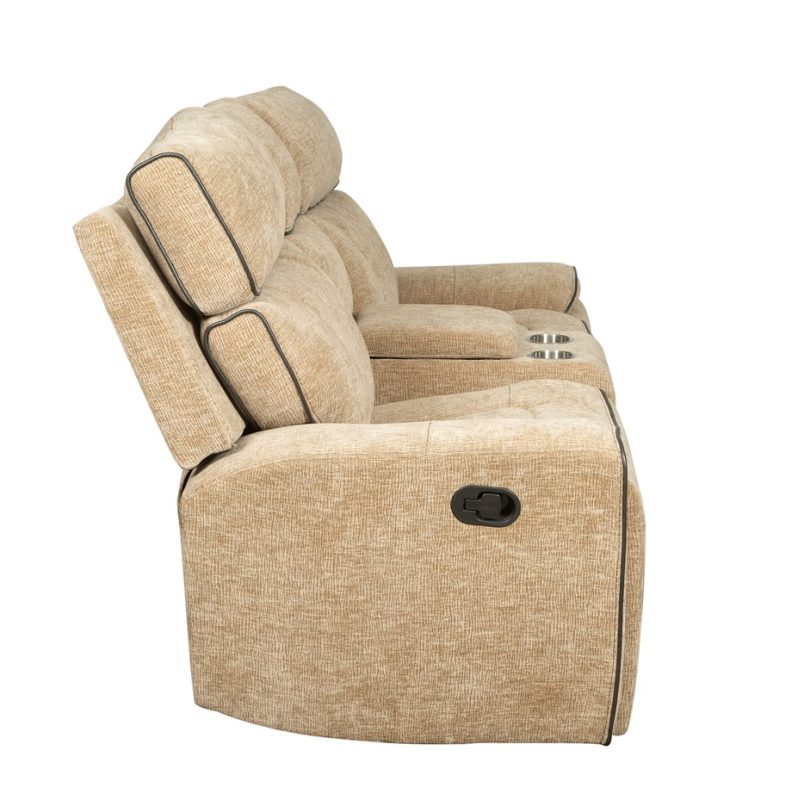Fabric Reclining 2-Seater Sofa with Contrast Piping and Center Console | MS005A
