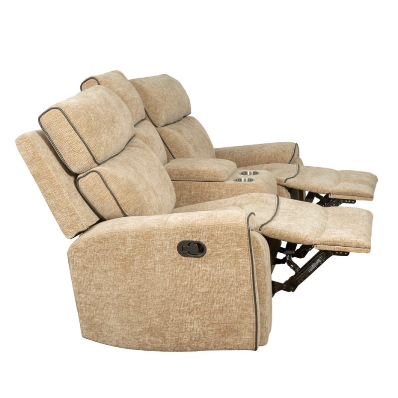 Fabric Reclining 2-Seater Sofa with Contrast Piping and Center Console | MS005A