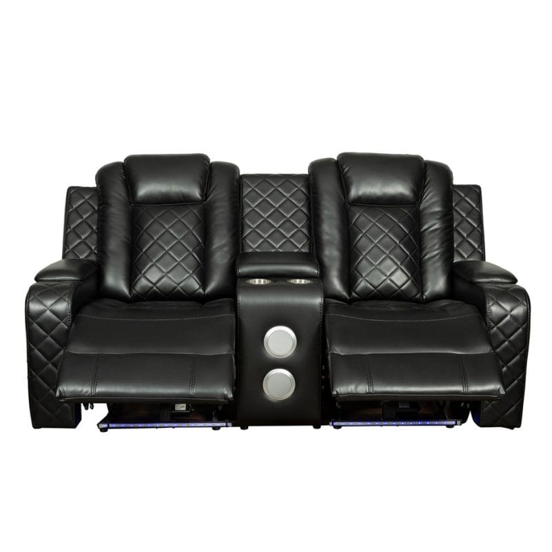 PU Leather Power Reclining 2-Seater Sofa with Diamond Stitching and Speaker Console | MS008A