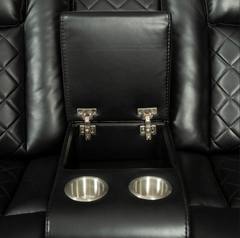 PU Leather Power Reclining 2-Seater Sofa with Diamond Stitching and Speaker Console | MS008A