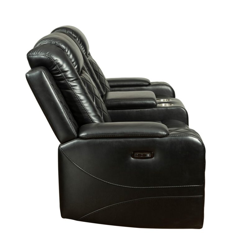 PU Leather Power Reclining 2-Seater Sofa with Diamond Stitching and Speaker Console | MS008A