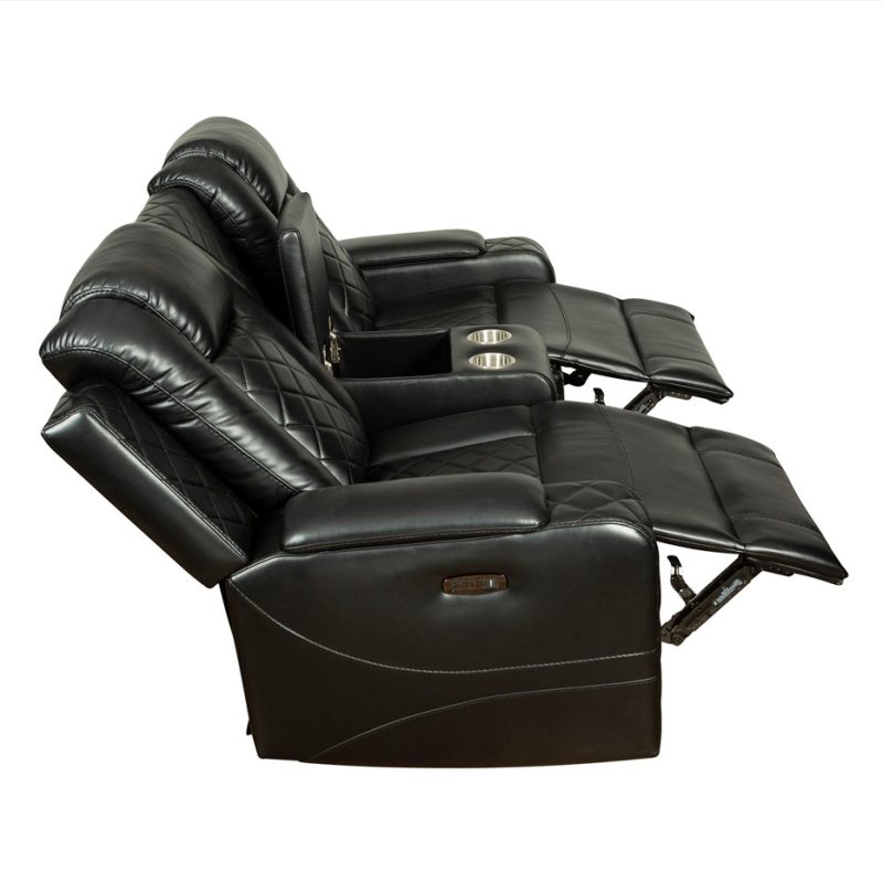 PU Leather Power Reclining 2-Seater Sofa with Diamond Stitching and Speaker Console | MS008A