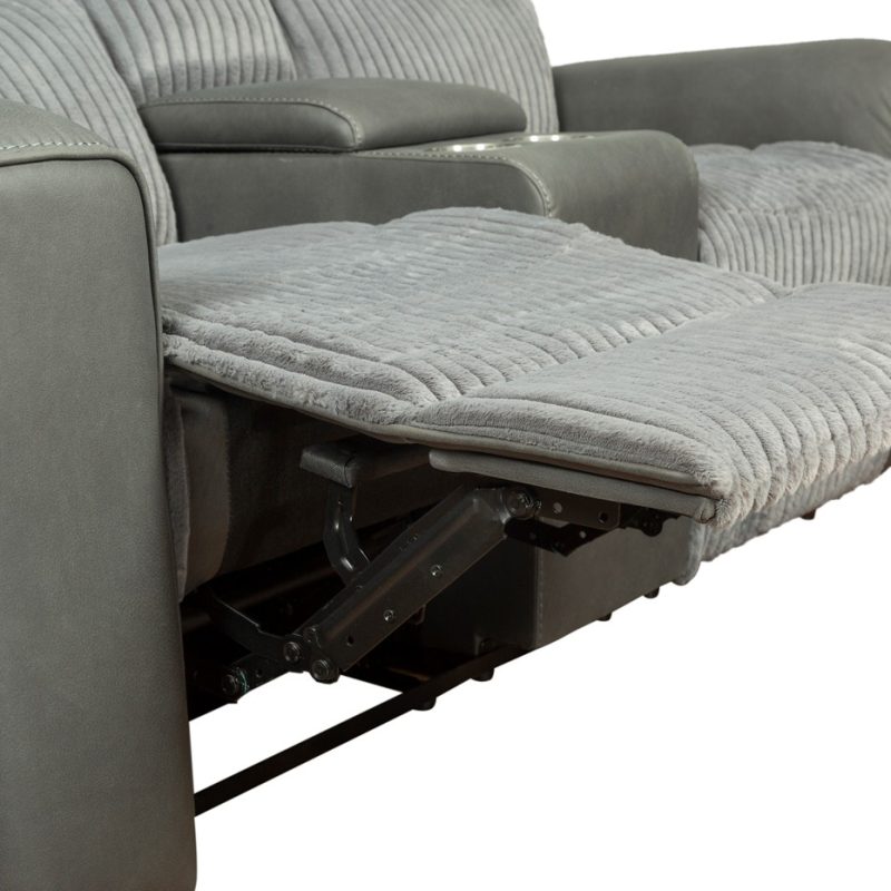 Fabric and PU Leather Reclining 2-Seater Sofa with Power Console and Cup Holders | MS009A