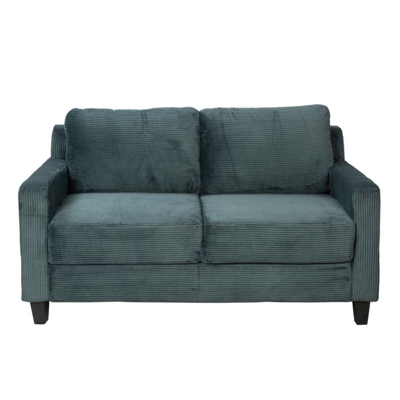 Structured Corduroy Fabric Love Seat with Linear Arm Frame | TSF004A
