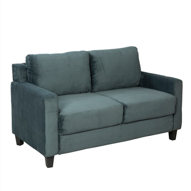 Structured Corduroy Fabric Love Seat with Linear Arm Frame | TSF004A