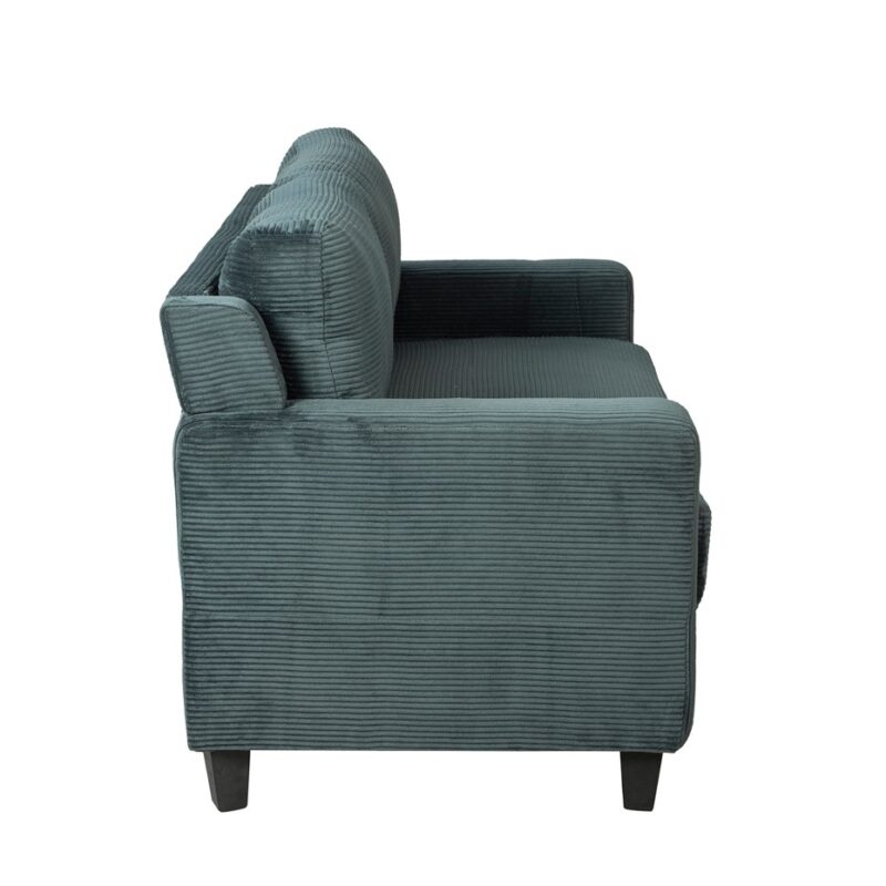Structured Corduroy Fabric Love Seat with Linear Arm Frame | TSF004A
