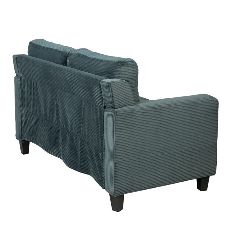 Structured Corduroy Fabric Love Seat with Linear Arm Frame | TSF004A