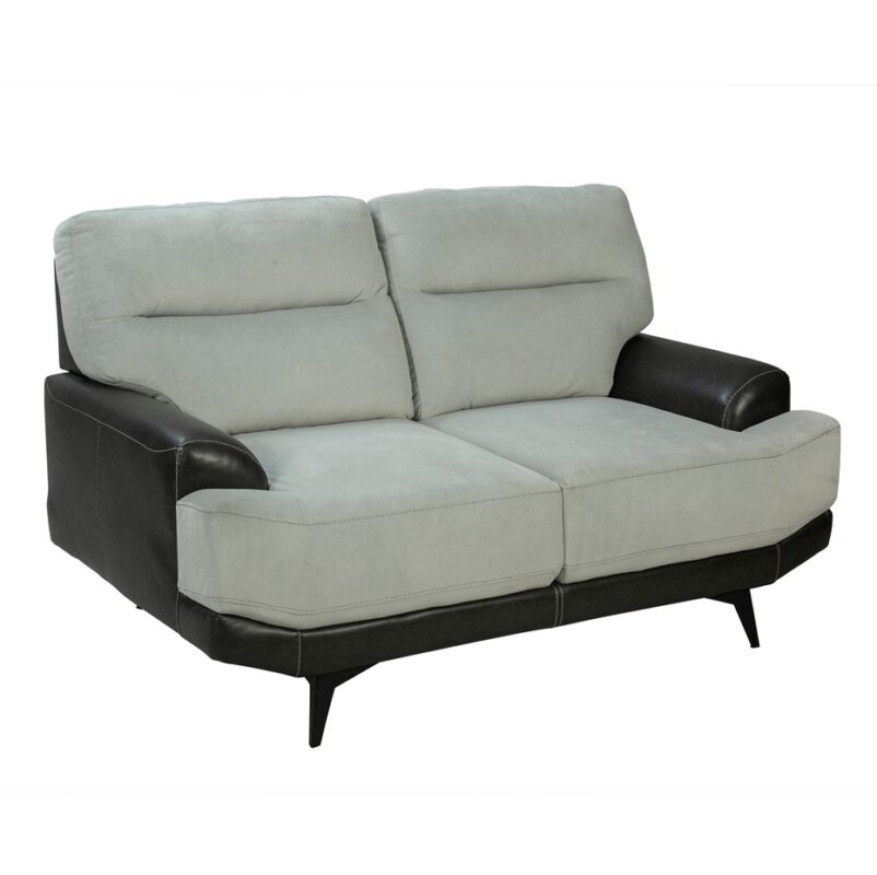 Dual-Tone Fabric and PU Leather Love Seat with Angular Base | TSF005A