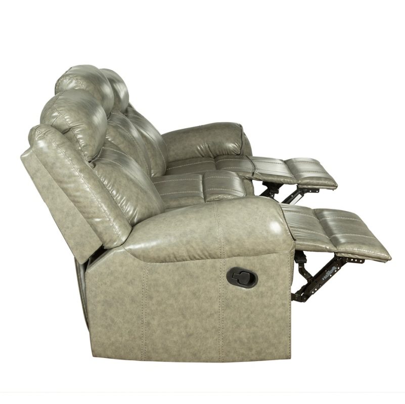Textured PU Leather 3-Seater Reclining Sofa with Pillow-Top Back and Wide Armrests | MS002B