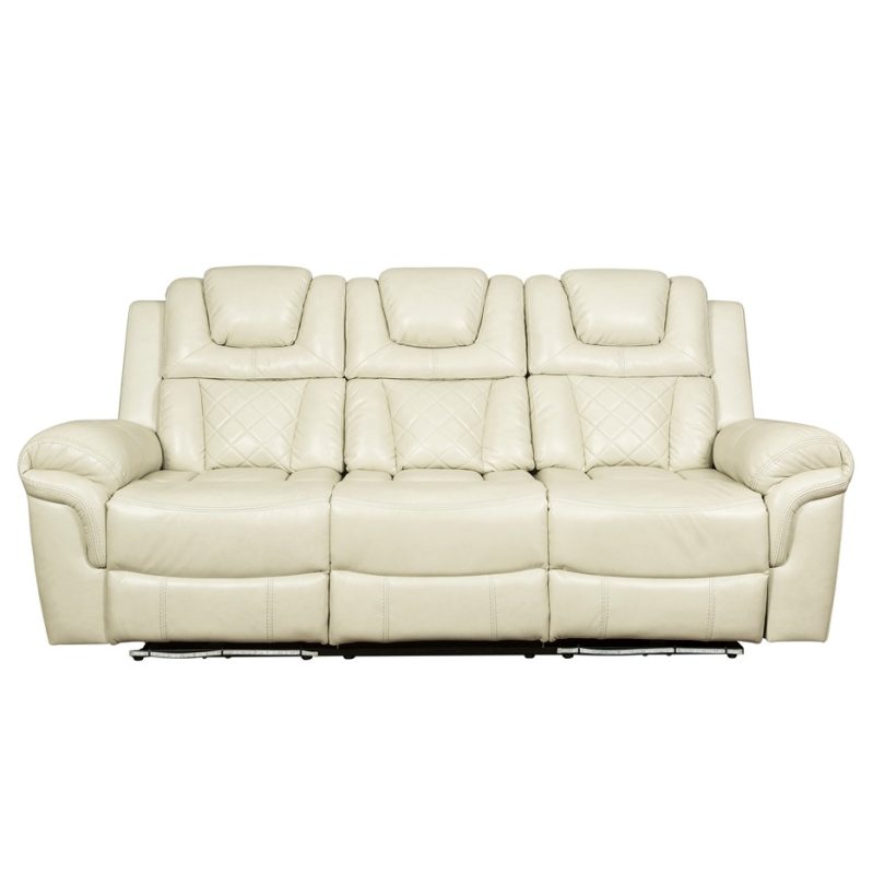 PU Leather 3-Seater Reclining Sofa with Diamond-Stitched Back and Power Console | MS004B