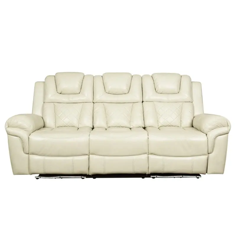 PU Leather 3-Seater Reclining Sofa with Diamond-Stitched Back and Power Console | MS004B