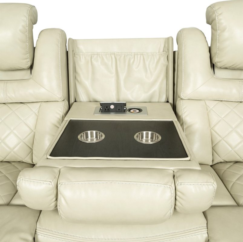 PU Leather 3-Seater Reclining Sofa with Diamond-Stitched Back and Power Console | MS004B