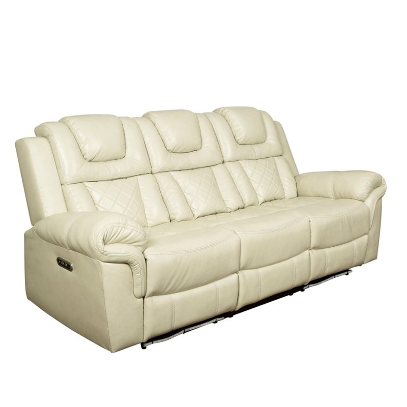 PU Leather 3-Seater Reclining Sofa with Diamond-Stitched Back and Power Console | MS004B