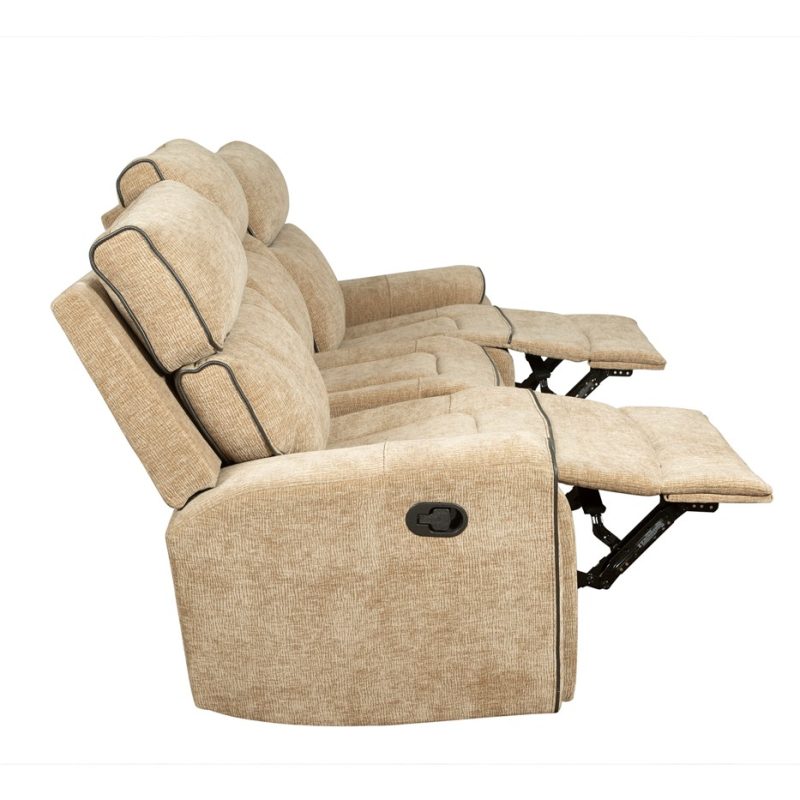 Textured Fabric 3-Seater Reclining Sofa with Contrasting Piping and Soft Cushion Arms | MS005B