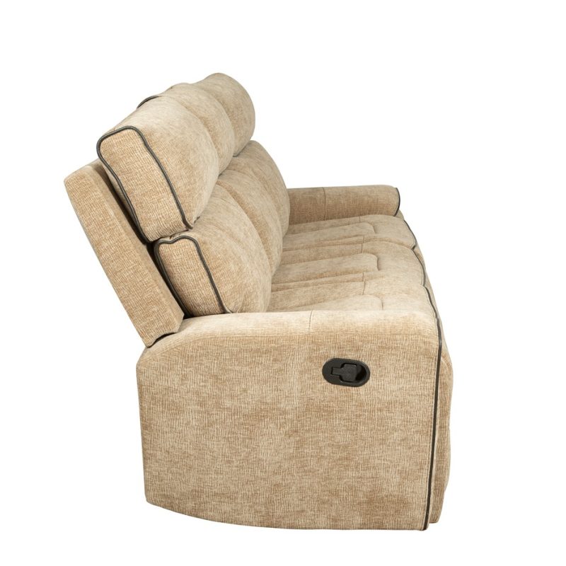Textured Fabric 3-Seater Reclining Sofa with Contrasting Piping and Soft Cushion Arms | MS005B