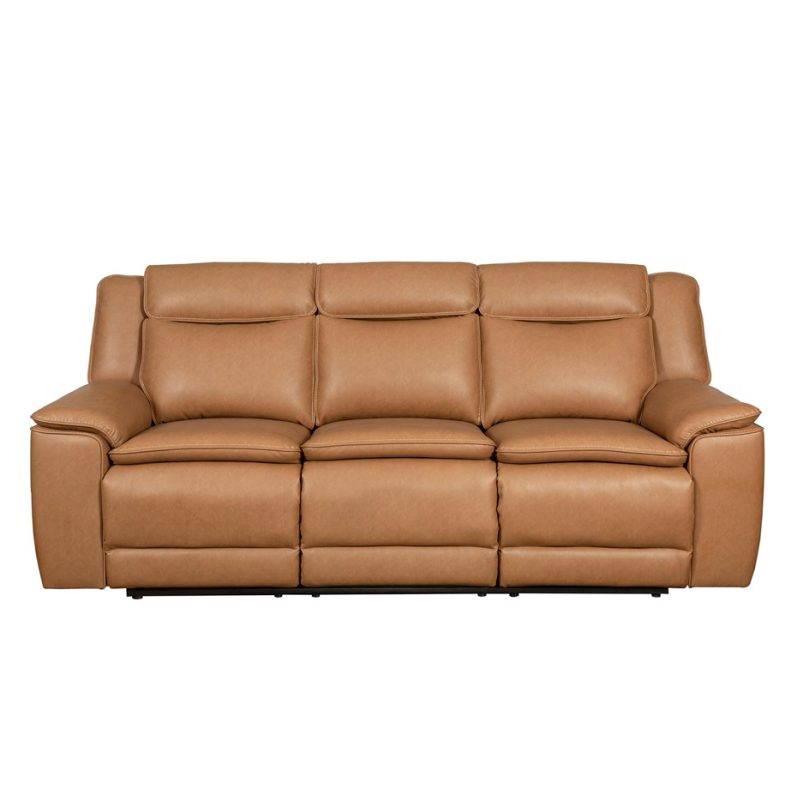 PU Leather 3-Seater Reclining Sofa with Fold-Down Power Console and Streamlined Contour Design | MS007B