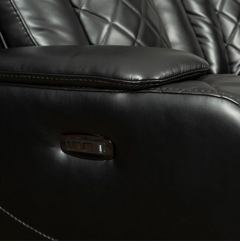 PU Leather 3-Seater Reclining Sofa with Diamond Quilted Panels and Power Console | MS008B