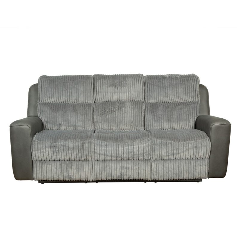 Fabric and PU Leather 3-Seater Reclining Sofa with Fold-Down Console and Ribbed Cushion Design | MS009B