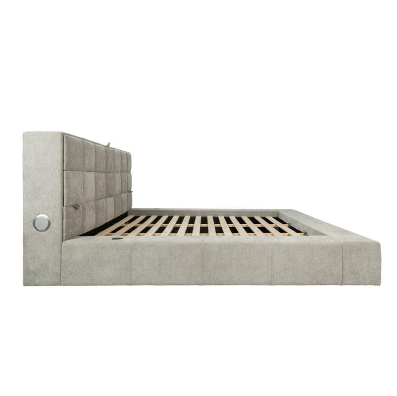 Upholstered Bed Frame with Integrated Headboard Storage and Wireless Charging | MB001