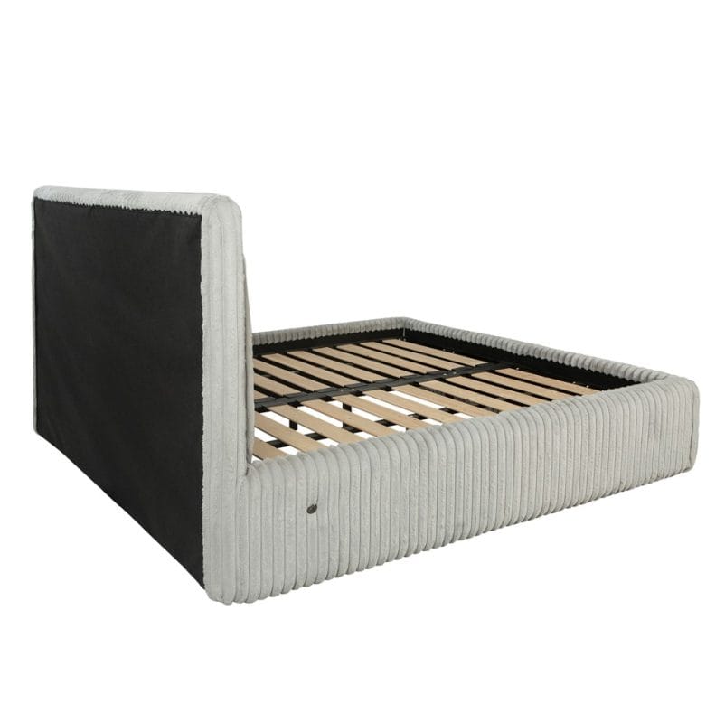Channel-Tufted Upholstered Bed Frame with Built-in Speaker and USB Port – MB002