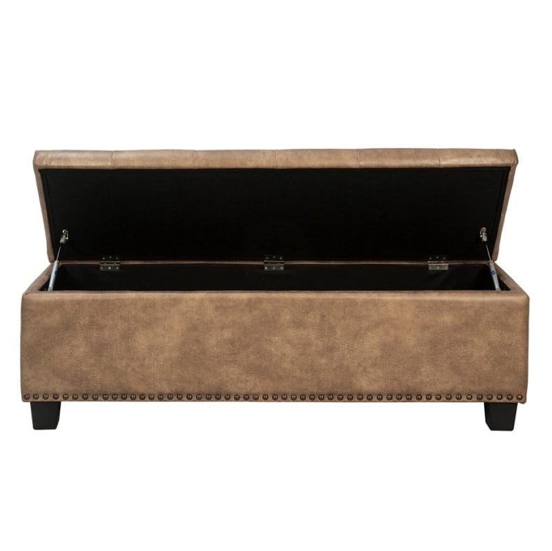 Rectangular Leatherette Storage Bench with Tufted Seat | MBE001
