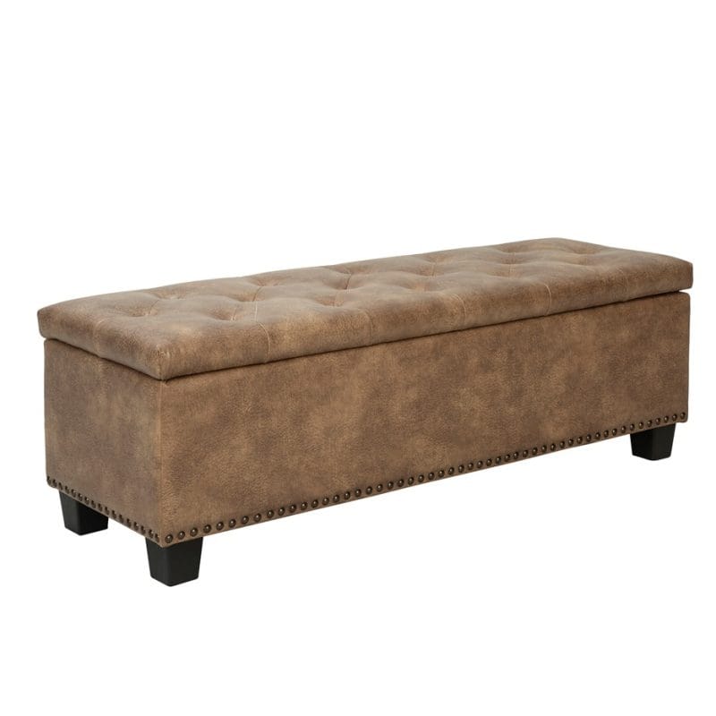 Rectangular Leatherette Storage Bench with Tufted Seat | MBE001