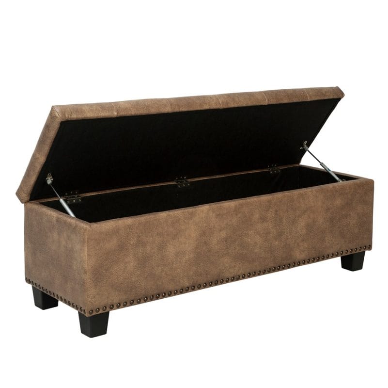 Rectangular Leatherette Storage Bench with Tufted Seat | MBE001