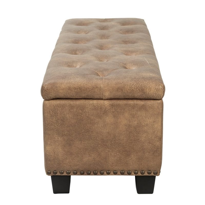 Rectangular Leatherette Storage Bench with Tufted Seat | MBE001