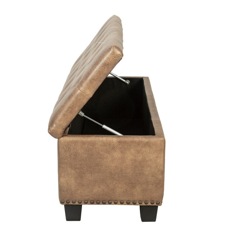 Rectangular Leatherette Storage Bench with Tufted Seat | MBE001