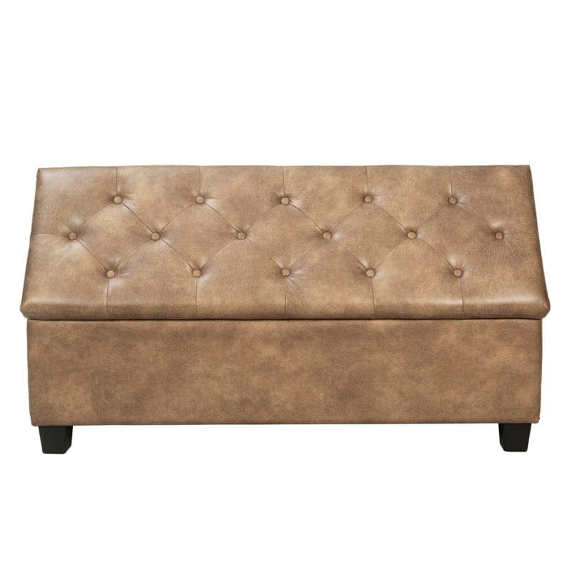 Rectangular Leatherette Storage Bench with Tufted Seat | MBE001