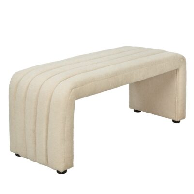 Bouclé Upholstered Bench with Curved Channel Form | TBE001