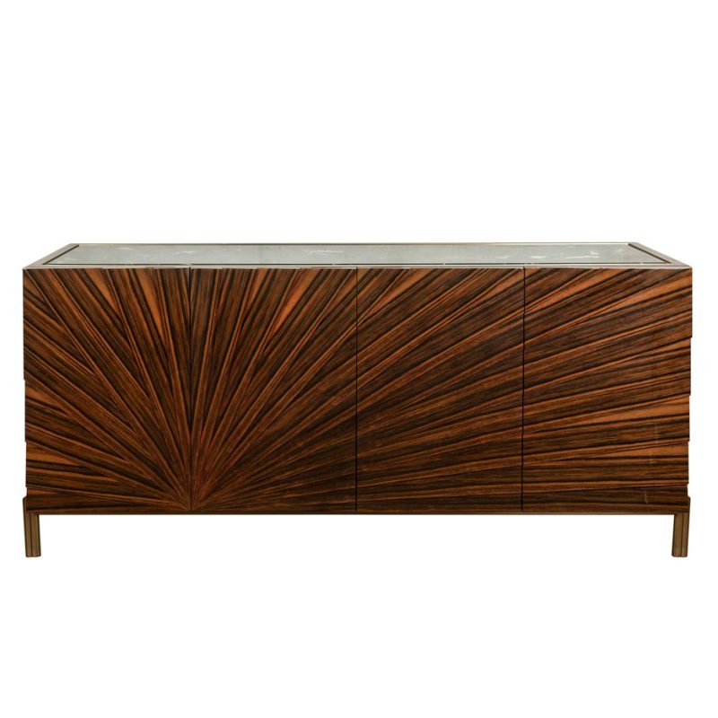 Radiant Veneer Cabinet with Marble Top | CB001