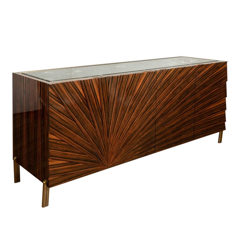 Radiant Veneer Cabinet with Marble Top | CB001