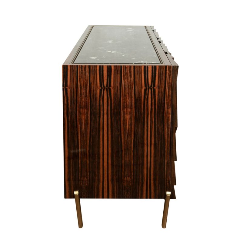 Radiant Veneer Cabinet with Marble Top | CB001