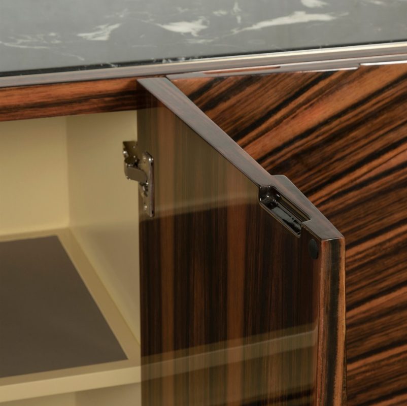 Radiant Veneer Cabinet with Marble Top | CB001